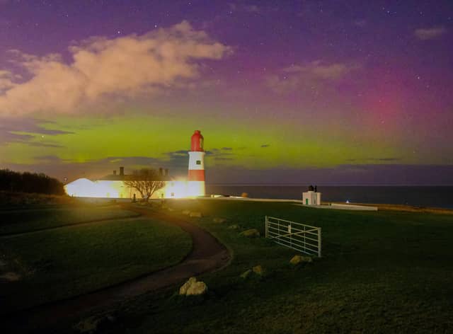 The Northern Lights at Souter Lighthouse, pictured on Saturday, January 8, 2022. Picture: Steven Lomas.