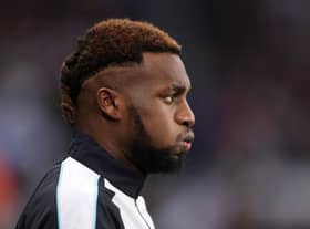 Allan Saint-Maximin of Newcastle United takes to the field prior to the Premier League match between Newcastle United and West Ham United at St. James Park on February 04, 2023 in Newcastle upon Tyne, England. (Photo by George Wood/Getty Images)