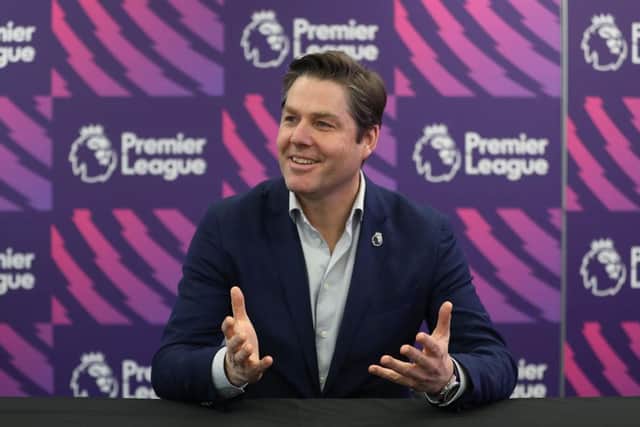 LONDON, ENGLAND - FEBRUARY 04: Richard Masters, Chief Executive of Premier League, addresses journalists during a media briefing on February 04, 2020 in London, England. (Photo by Alex Morton/Getty Images for Premier League)
