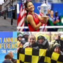 Images of 2021 clockwise from top left: King Street was empty for a specific reason this day, a triumphant Emma Raducanu (Getty Images), equally triumphant Hebburn Town fans and the Prime Minister's ill-fated speech in South Shields.