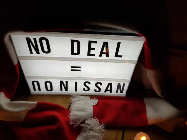 A sign at Friday night's demo.