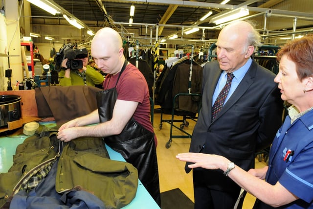 Vince Cable, the then Secretary of State for Business, Innovation and Skills, visited the Barbour factory in 2013 to announce new jobs.
