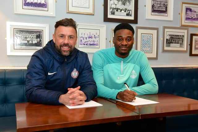 South Shields have completed the permanent signing of forward Jordy Mongoy from Wealdstone, subject to receiving FA clearance. Picture by Kev Wilson.