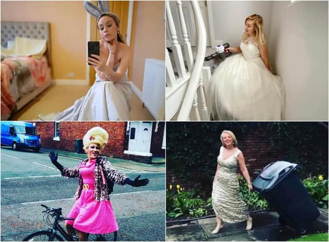 Kate Rae (top left), Leigh Grant (top right), Stephen Sullivan (bottom left) and Victoria Beattie (bottom right) in their best frocks.