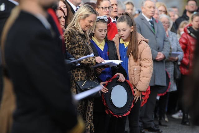 Remembrance Sunday Parade and Service at Westoe Cenotaph, South Shields, with the Mayor of South Tyneside Coun Pat Hay, Deputy Lord Lieutenant Tyne and Wear Wing Commander David L Harris.