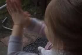 Hel Mel Goudie posted a video of a youngster showing her appreciation from their front door.
