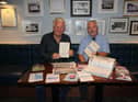South Shields F.C chairman Geoff Thompson with club historian Steve Cairns