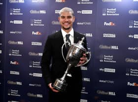 Bruno Guimaraes with the North East Football Writers' Association's Player of the Year trophy at Ramside Hall, Durham. (Pic: Sir Bobby Robson Foundation)