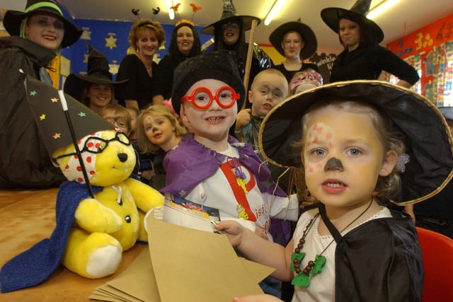 Pudsey meets Harry Potter in this lovely Children In Need scene from Noah's Ark Nursery in 2003.