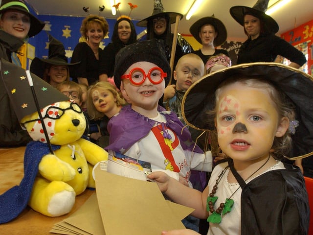 Pudsey meets Harry Potter in this lovely Children In Need scene from Noah's Ark Nursery in 2003.
