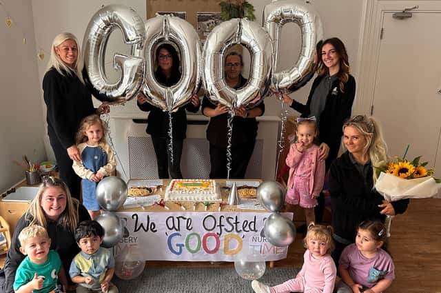 Youngsters and staff at "Good"rated Nurserytime, South Shields.