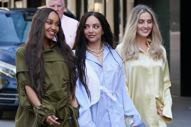 Jade Thirlwall, with bandmates Leigh-Anne Pinnock (l) and Perrie Edwards (r), who have both announced they are pregnant.