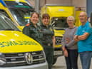 NEAS paramedic Rachael Hewitt and clinical care assistant Emma Newton with Paul and Alyson Durham.