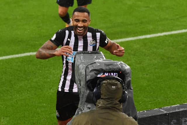 Callum Wilson celebrates scoring his team's third goal.