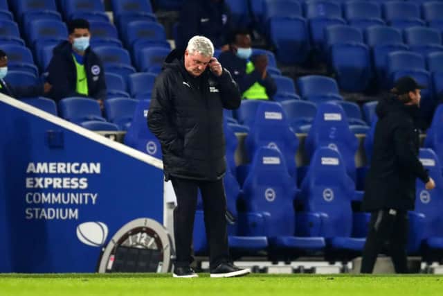 Steve Bruce during Newcastle United's defeat to Brighton and Hove Albion last season.