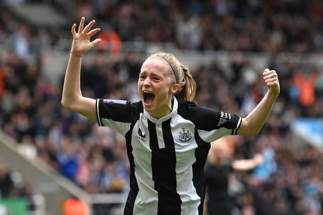 Katie Barker celebrates her goal.