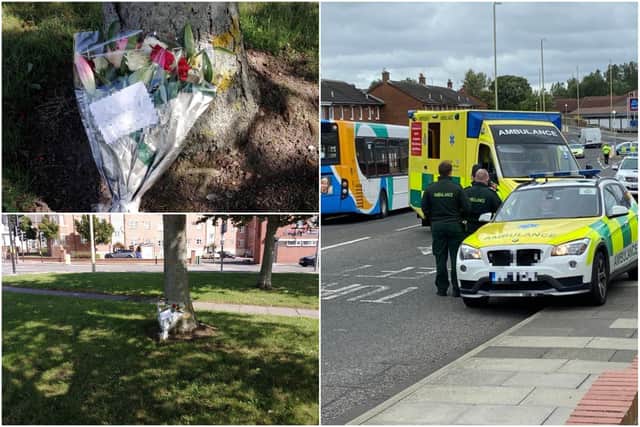 Flowers have been placed near to the scene of a crash on Chichester Road in South Shields where a woman sadly died.