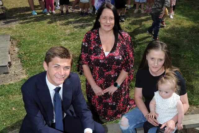 South Tyneside Council Cllr Adam Ellison joins Stanley's at Hebburn, parent Dawn Catton and daughter Isabella, and manager Sarah Butler, celebrate the nursery's Outstanding Ofsted result.