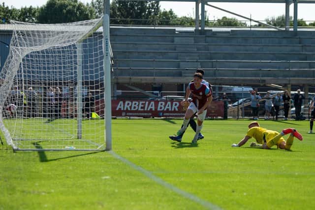 Dillon Morse scores South Shields' second goal. Picture by Craig McNair.