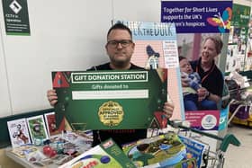 Mark Patterson with some of the toys dropped off at Morrisons in South Shields.
