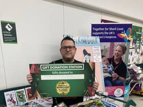 Mark Patterson with some of the toys dropped off at Morrisons in South Shields.