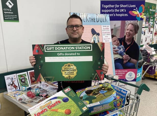 Mark Patterson with some of the toys dropped off at Morrisons in South Shields.