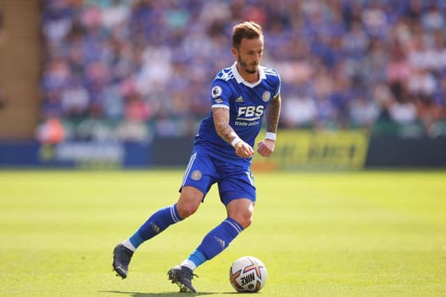 James Maddison starts for Leicester City against Manchester United this evening (Photo by Marc Atkins/Getty Images)