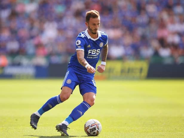 James Maddison starts for Leicester City against Manchester United this evening (Photo by Marc Atkins/Getty Images)