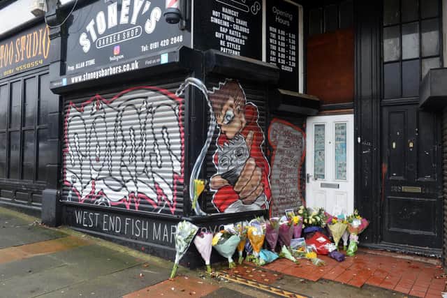Tributes were left for Allan at Stoney's Barber Shop on Laygate in South Shields following his death.