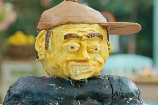 The cake replica of former Blink-182 singer Tom DeLonge was probably one of the most nightmarish cakes to look at, made by baker Dave (Photo: Channel 4/Getty)