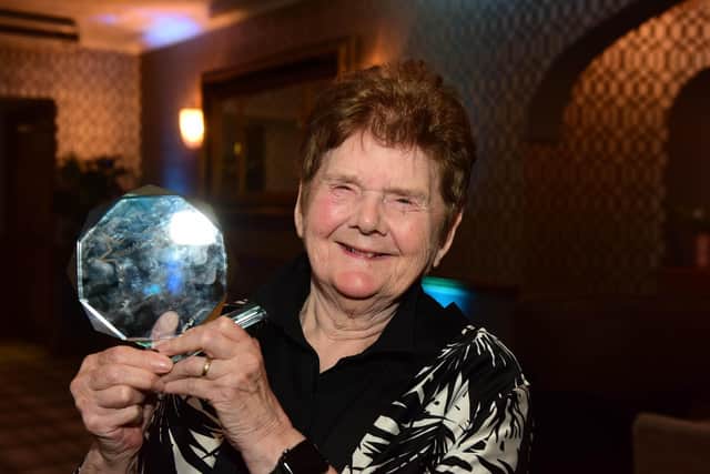 Sheila with her Lifetime Achievement trophy at the Best of South Tyneside Awards.