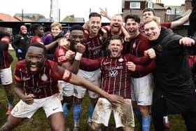 South Shields players celebrate after the final whistle (Photo credit: Kev Wilson)