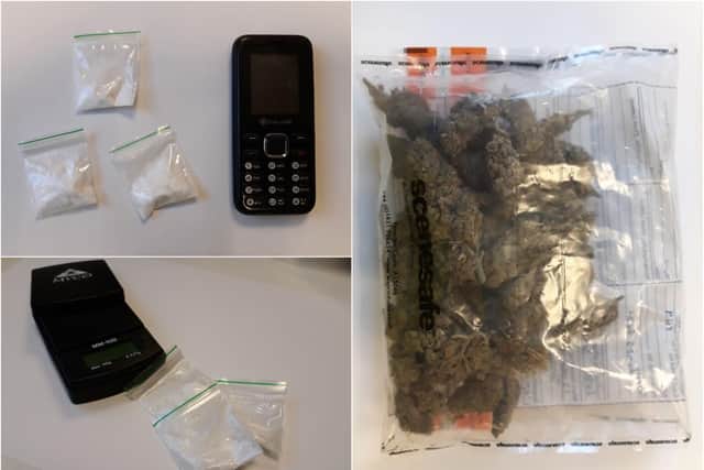 A 31-year-old man was found in possession of various wraps of suspected cocaine, while inside the car police also located and seized three mobile phones and some electronic scales.