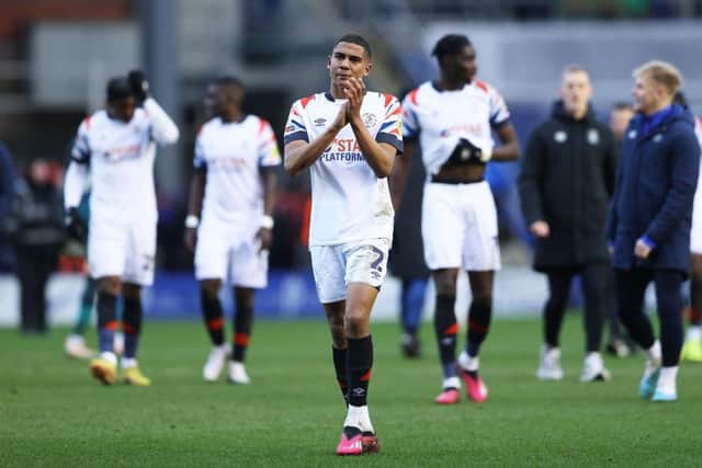 Leeds United loanee Cody Drameh playing for Luton Town. (Photo by Cameron Smith/Getty Images)