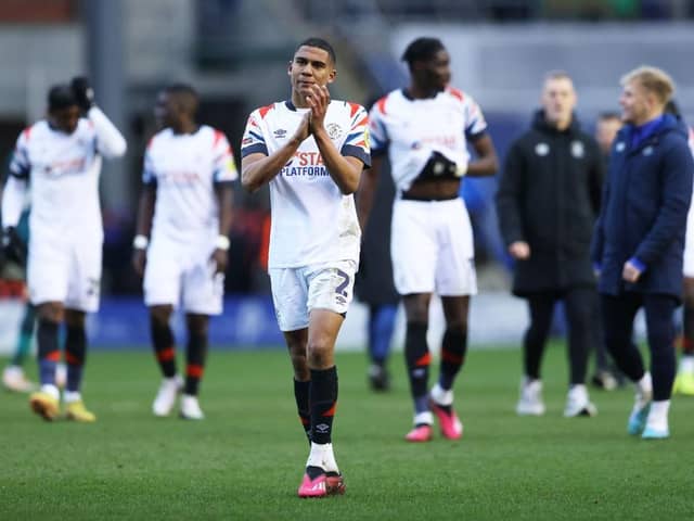 Leeds United loanee Cody Drameh playing for Luton Town. (Photo by Cameron Smith/Getty Images)
