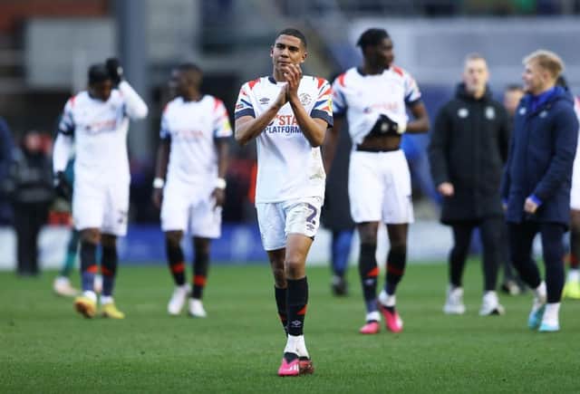 Leeds United loanee Cody Drameh playing for Luton Town. (Photo by Cameron Smith/Getty Images)