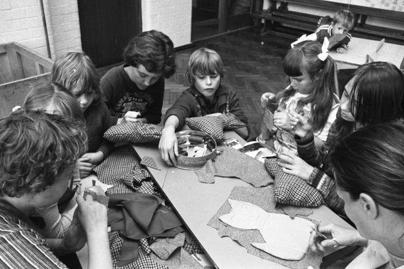 Soft toys and sewing was the choice for some youngsters at the Pallion play scheme in 1978.