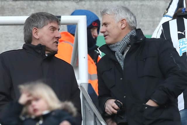 Former Newcastle players Peter Beardsley and Rob Lee talk prior to The Emirates FA Cup Third Round match between Newcastle United and Luton Town at St James' Park on January 6, 2018 in Newcastle upon Tyne, England.  (Photo by Ian MacNicol/Getty Images)