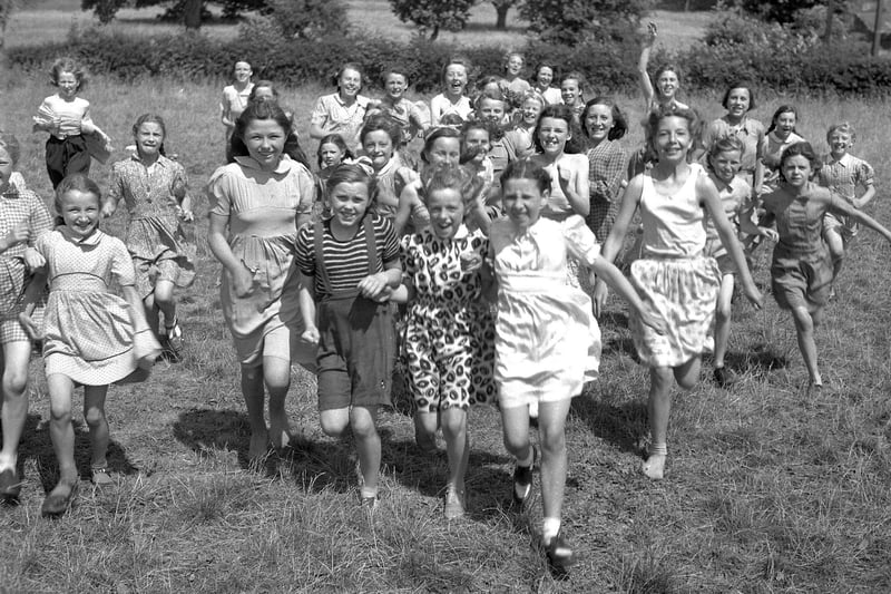 Pupils of Bishopwearmouth Girl's School enjoy the sweet country air and sunshine at the Middleton in Teesdale summer camp in 1949. Gordon Donkin said he went to 
'Middleton Camp with the school, other than that we never went on holiday. Neither did any of the kids I grew up with. A teacher once asked the whole class if anyone was going away on holiday during the 6 weeks. One lad put his hand up, he was going to his aunties in Carlisle."