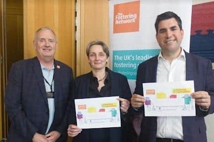 Jarrow MP Kate Osborne (middle) with Kevin Williams, chief executive of the Fostering Network (left), and Richard Burgon, Labour MP for Leeds East.