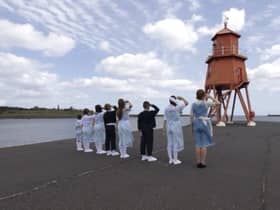 Sound of Music cast visit Herd Groyne Lighthouse