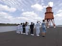 Sound of Music cast visit Herd Groyne Lighthouse