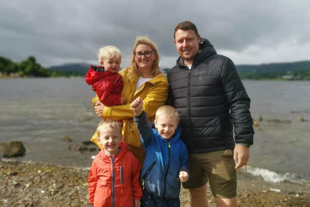 South Shields couple Jess and Gary Spottiswood with their children Ivor, Eli and Archie.