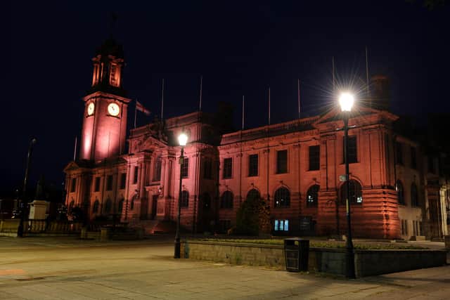 South Shields Town Hall iluminated orange in support of Batten Disease.