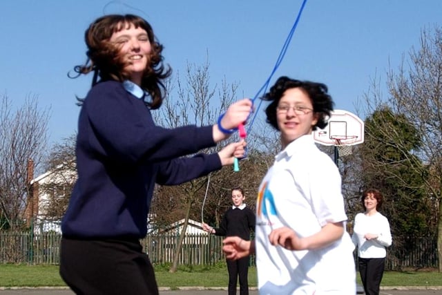 Lisa Hubbert-Clark and Sophie Marshall were enjoying this 2003 skipping session.