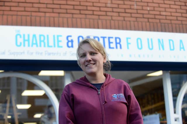 End of national lockdown on King Street, South Shields, as the North East enters tier 3 restrictions. Charlie and Carter Foundation shop manager, Joanne Nicholson.