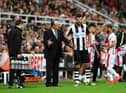 NEWCASTLE UPON TYNE, ENGLAND - AUGUST 23:  Rafael Benitez, Manager of Newcastle United speaks to Grant Hanley of Newcastle United during the EFL Cup second round match between Newcastle United and Cheltenham Town at St. James' Park on August 23, 2016 in Newcastle upon Tyne, England.  (Photo by Stu Forster/Getty Images)