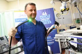 Prof Colin Rees with the new equipment.