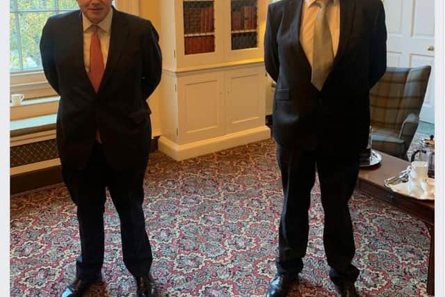 A screengrab taken from Facebook of Lee Anderson, MP for Ashfield, alongside Prime Minister Boris Johnson, who has been told to self-isolate after coming into contact with someone who tested positive for Covid-19.