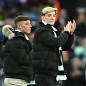 New signings Harrison Ashby and Anthony Gordon were introduced to Newcastle United fans ahead of their match with Southampton (Photo by PAUL ELLIS/AFP via Getty Images)